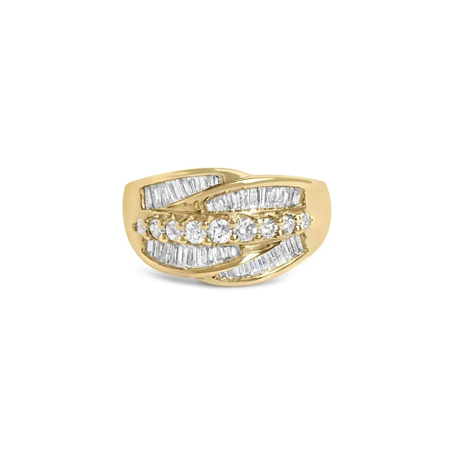 14K Yellow Gold 1.00 Cttw Diamond Cocktall Cluster 5 Stone Ring (H-I Color, SI1-I1 Clarity) - Ring Size 7 Fair Prices Online