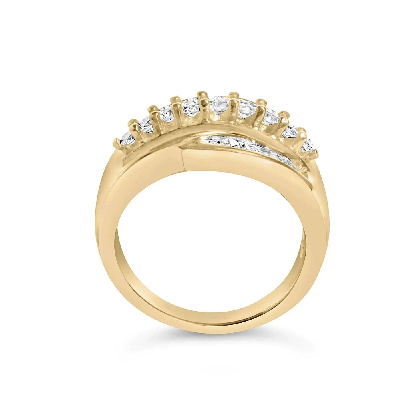 14K Yellow Gold 1.00 Cttw Diamond Cocktall Cluster 5 Stone Ring (H-I Color, SI1-I1 Clarity) - Ring Size 7 Fair Prices Online