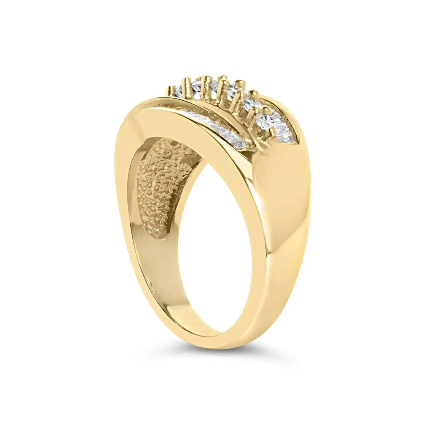 14K Yellow Gold 1.00 Cttw Diamond Cocktall Cluster 5 Stone Ring (H-I Color, SI1-I1 Clarity) - Ring Size 7 Fair Prices Online