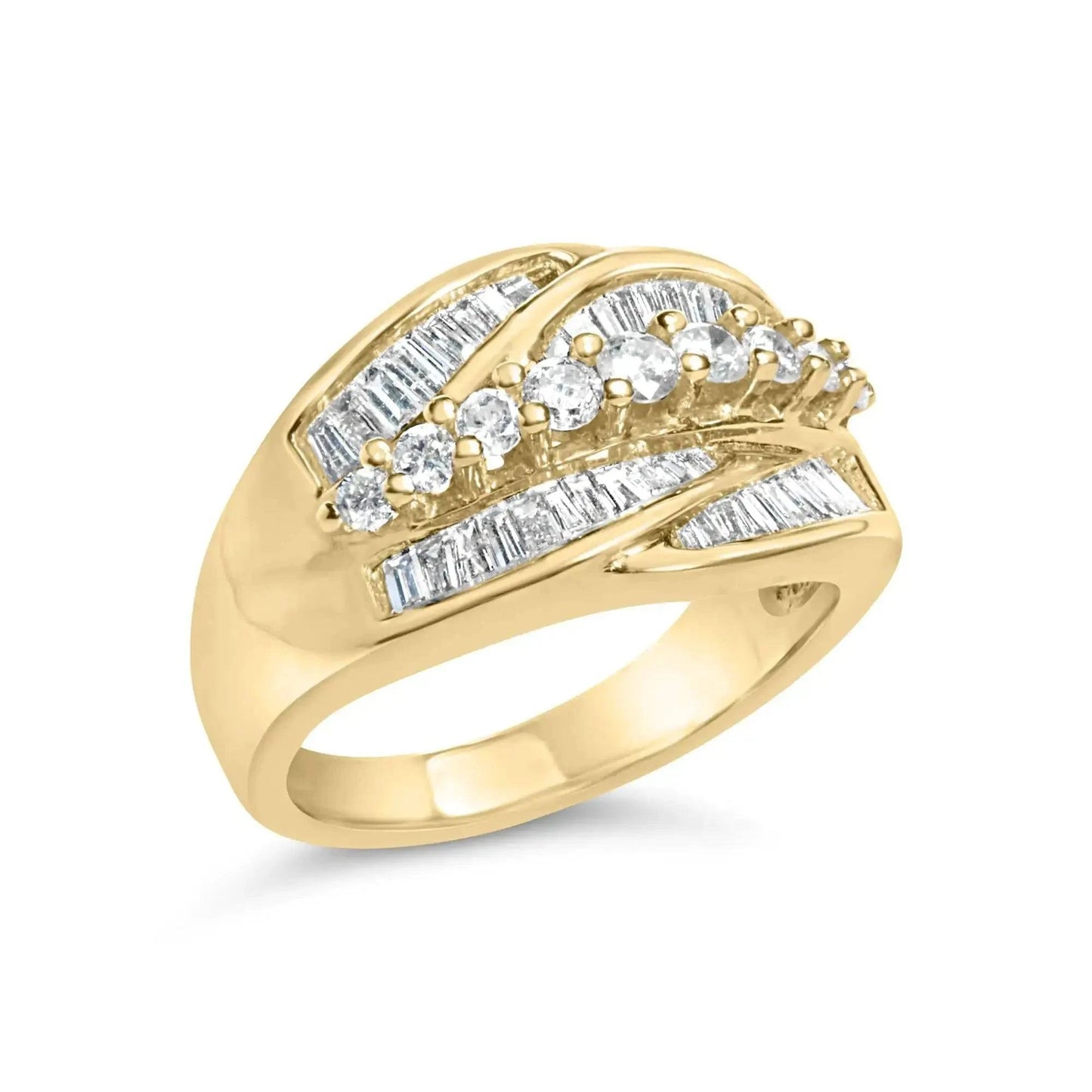 14K Yellow Gold 1.00 Cttw Diamond Cocktall Cluster 5 Stone Ring (H-I Color, SI1-I1 Clarity) - Ring Size 7 Fair Prices Online