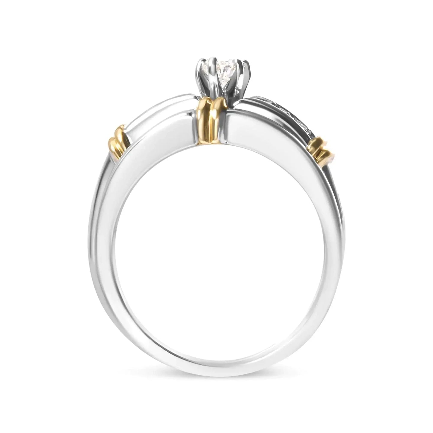 14K Yellow and White Gold 1/3 Cttw Marquise Diamond Cocktail Engagement Ring Set (H-I Color, SI1-SI2 Clarity) Fair Prices Online