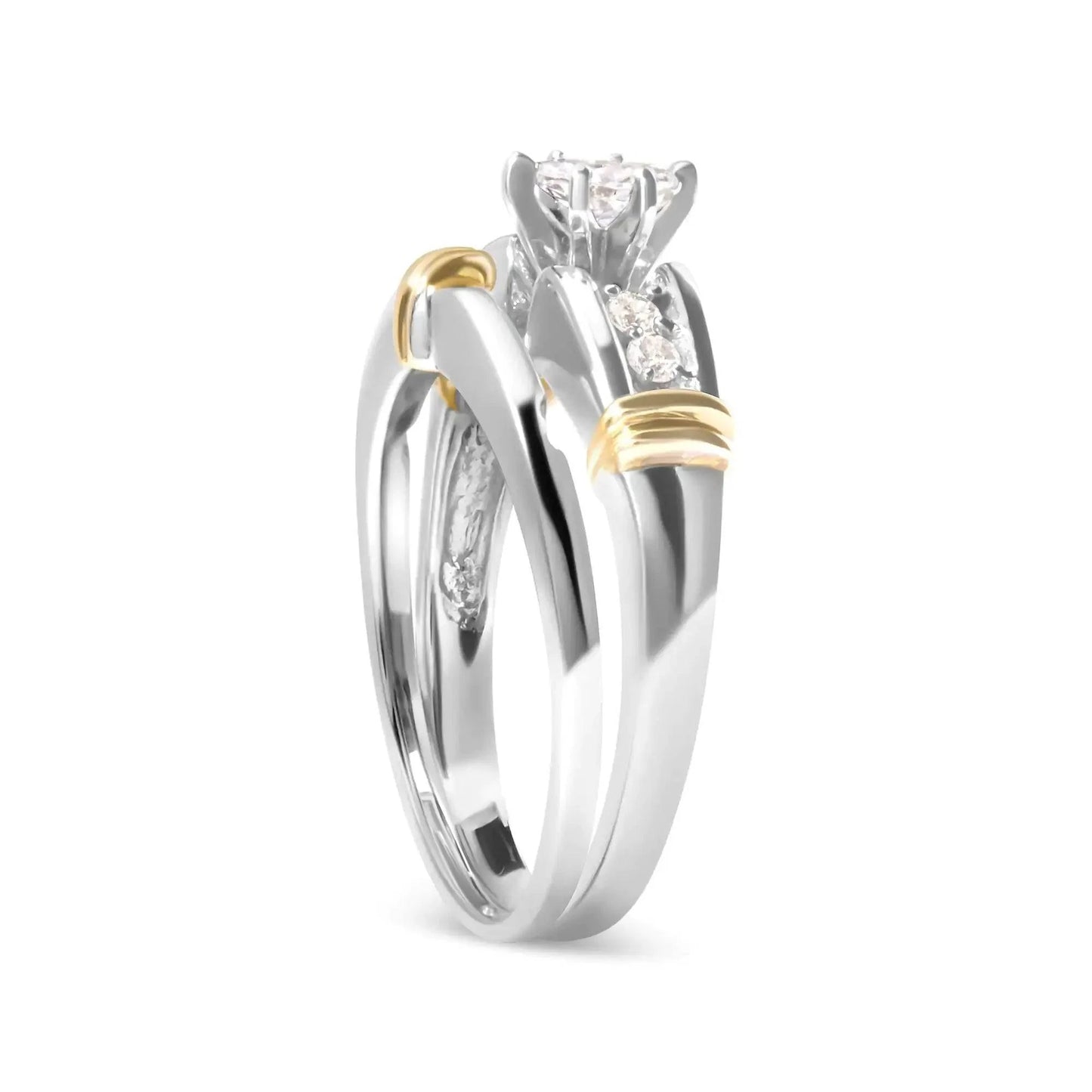 14K Yellow and White Gold 1/3 Cttw Marquise Diamond Cocktail Engagement Ring Set (H-I Color, SI1-SI2 Clarity) Fair Prices Online
