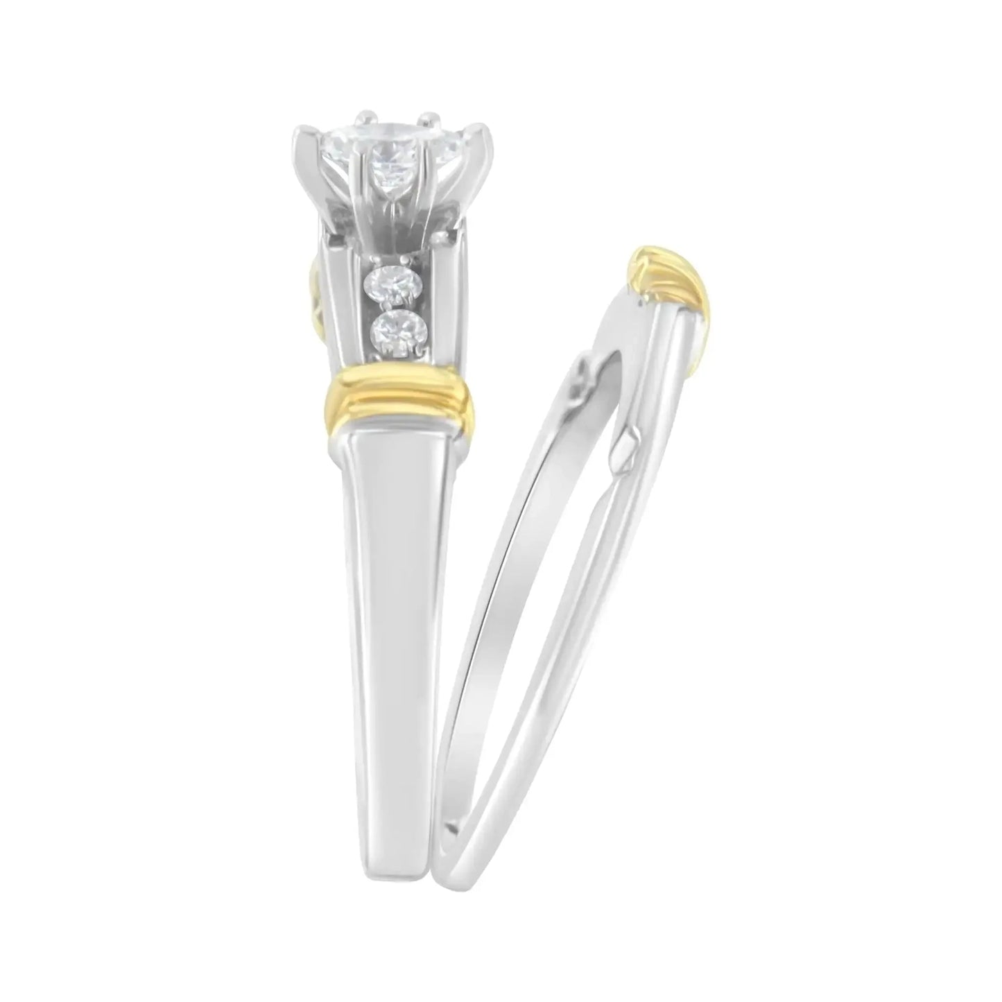 14K Yellow and White Gold 1/3 Cttw Marquise Diamond Cocktail Engagement Ring Set (H-I Color, SI1-SI2 Clarity) Fair Prices Online
