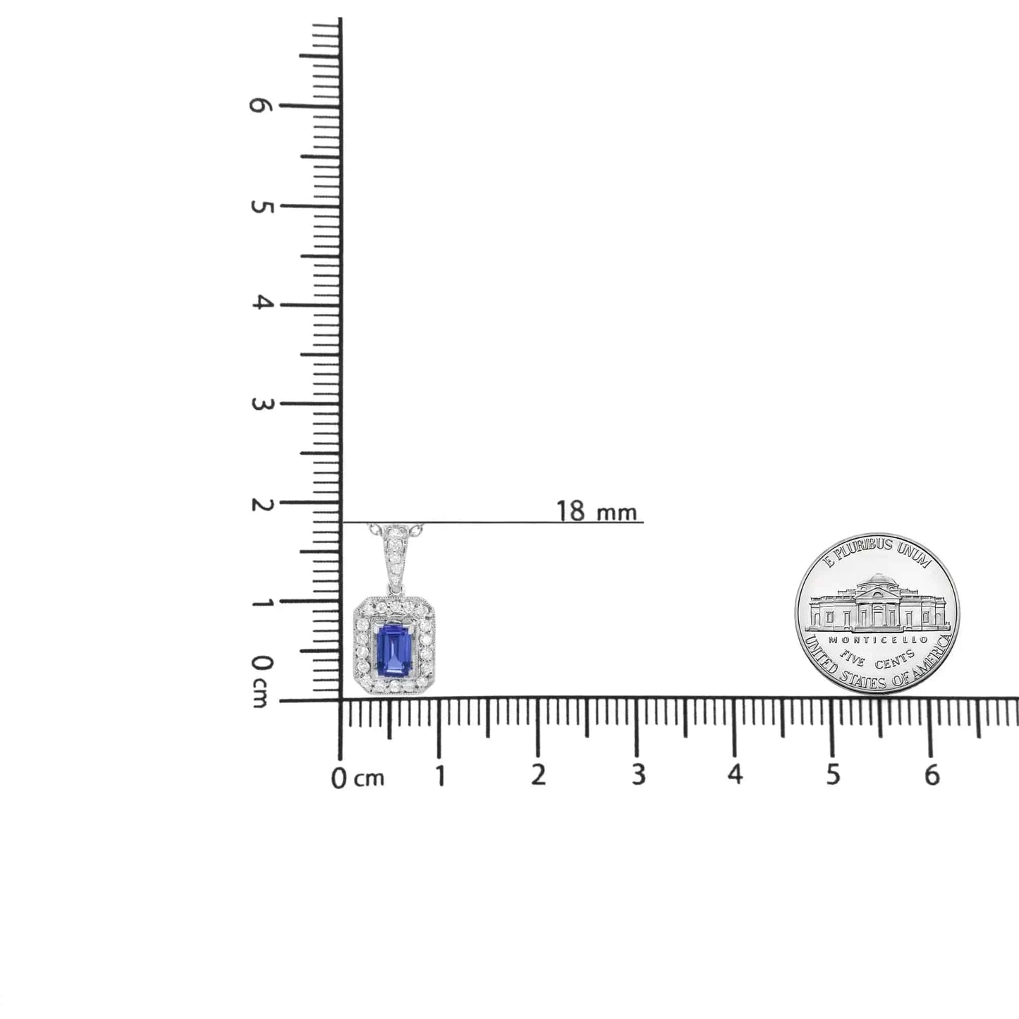 18K White Gold 1/4 Cttw Round Diamond and 6x4mm Purple Tanzanite Halo 18" Pendant Necklace (H-I Color, VS1-VS2 Clarity) Fair Prices Online