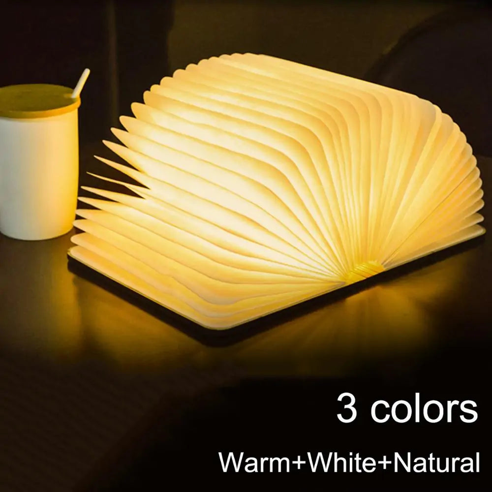 Portable 3D LED Book Night Light: Wooden, USB Rechargeable, Foldable Fair Prices Online