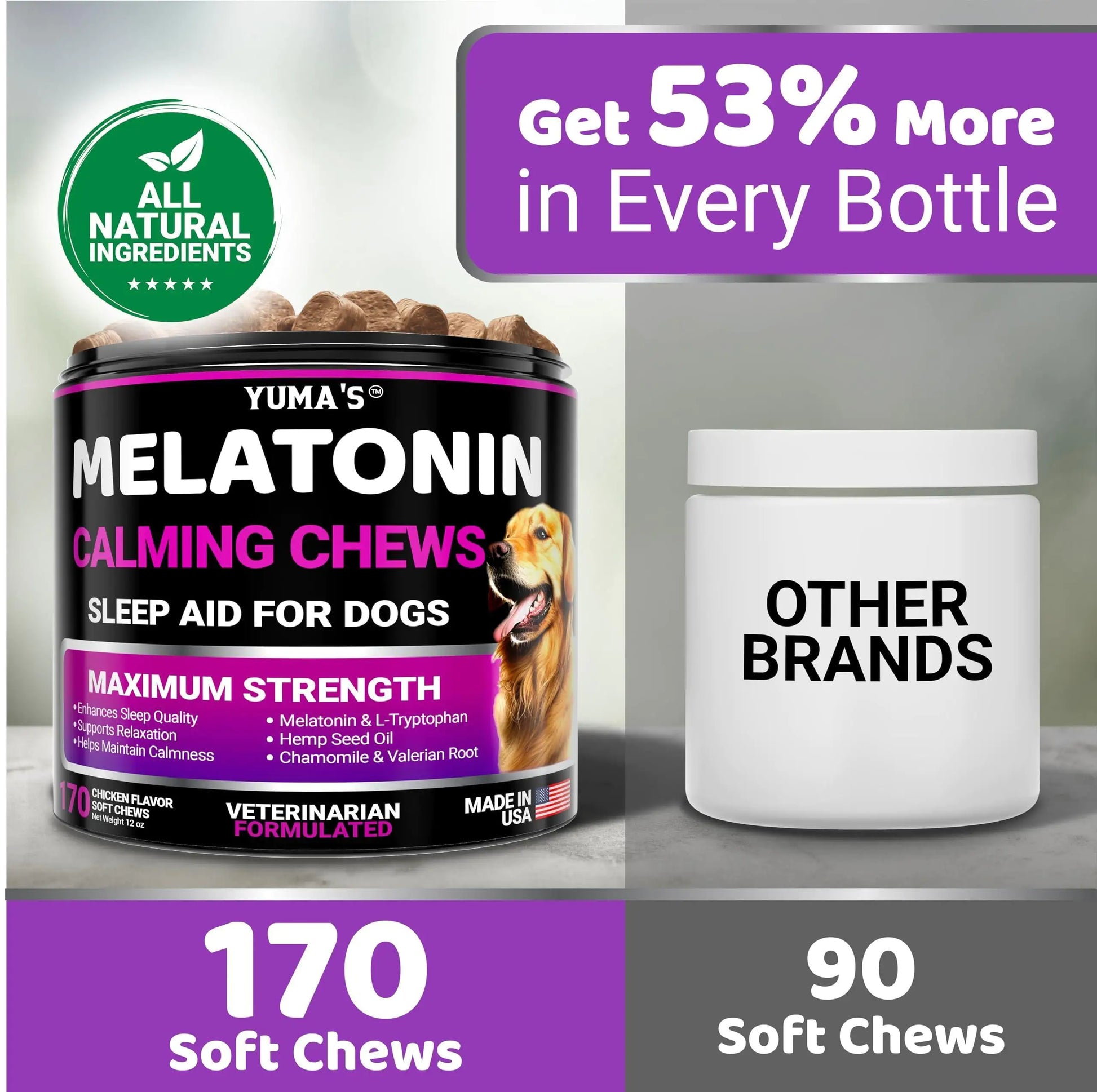 Melatonin Calming Chews for Dogs 170 Chews Dog Stress and Anxiety Relief Fair Prices Online