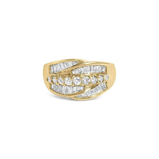 14K Yellow Gold 1.00 Cttw Diamond Cocktall Cluster 5 Stone Ring (H-I Color, SI1-I1 Clarity) - Ring Size 7 Fair Prices Online