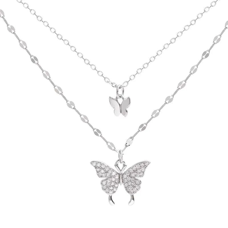 Butterfly Double Layer Chain Necklace Fair Prices Online