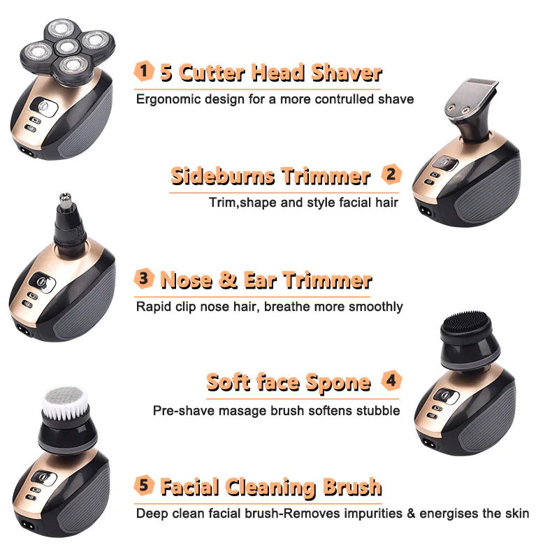 5-in-1 Rotary Electric Shaver 4D Rechargeable Bald Head Hair Beard Trimmer Razor Fair Prices Online