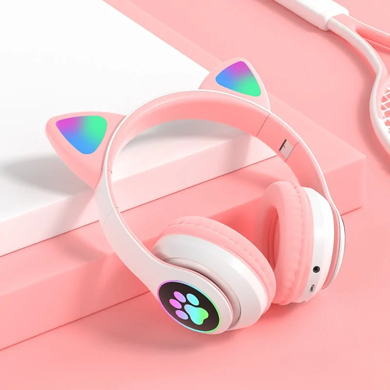 LED Cat Ear Bluetooth 5.0 Headphones with Noise Cancelling, Mic, TF Card Support Fair Prices Online