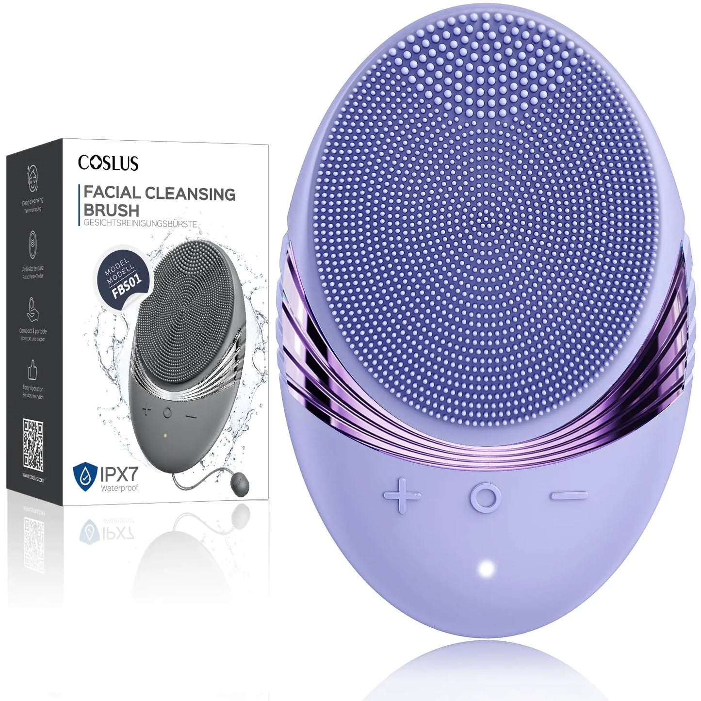 COSLUS Facial Cleansing Brush Face Scrubber : Silicone Waterproof Rechargeable Face Wash Brush, 5 Cleansing Modes, Electric Deep Cleaning for Men & Women, Removing Blackhead, Exfoliating, Massaging Purple Fair Prices Online