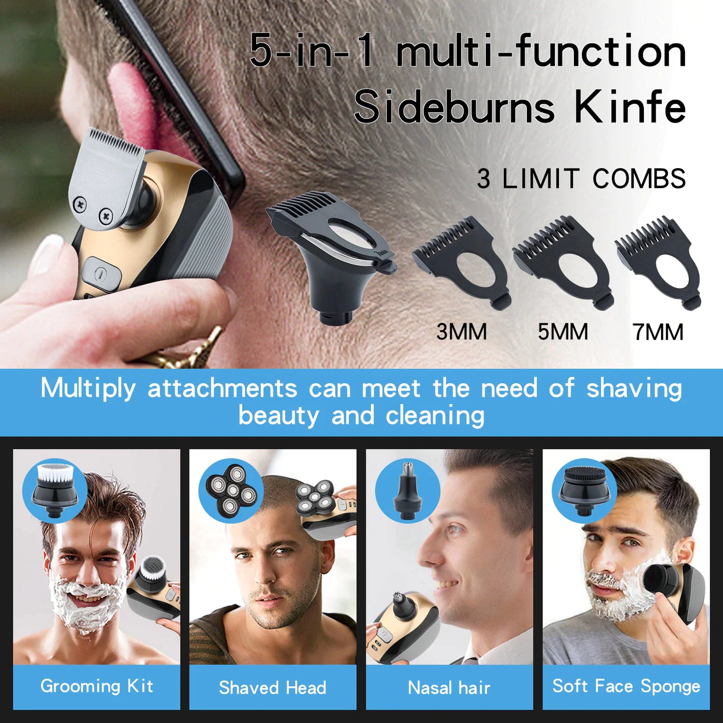 5-in-1 Rotary Electric Shaver 4D Rechargeable Bald Head Hair Beard Trimmer Razor Fair Prices Online