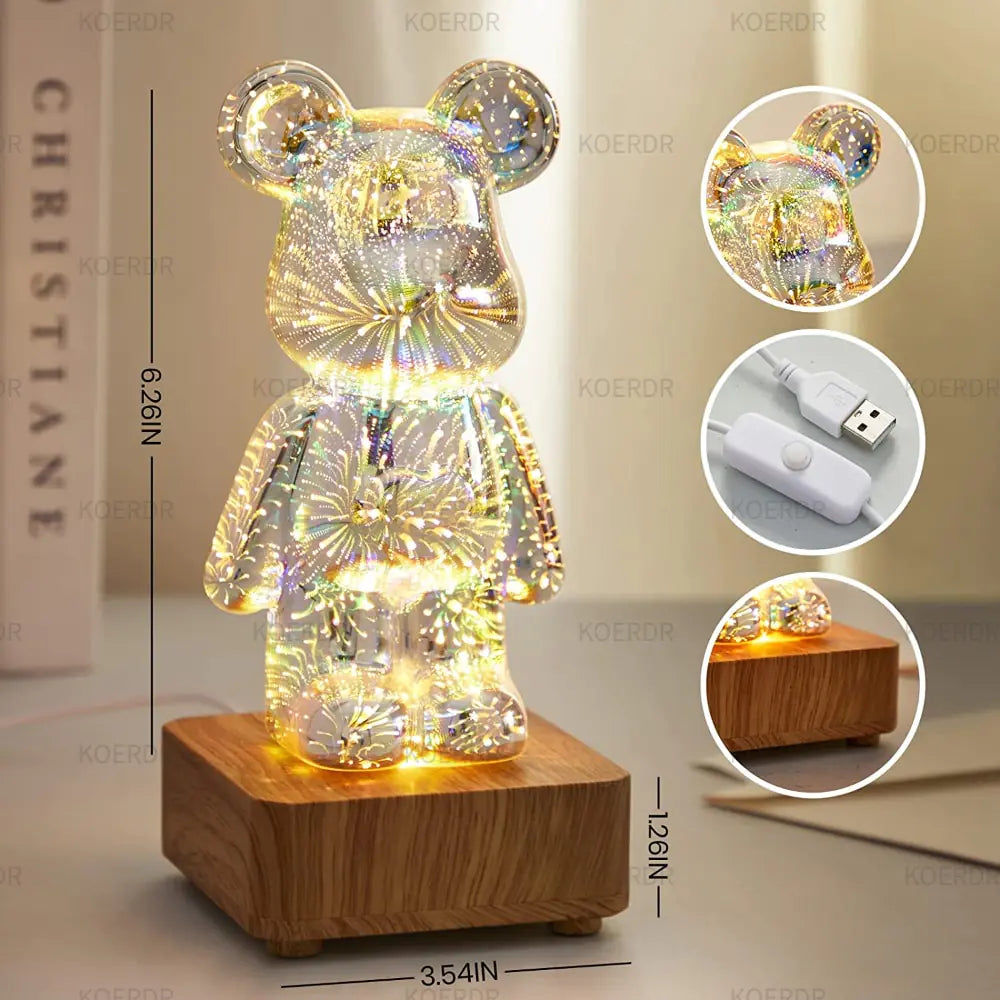 3D Fireworks Bear Night Light Projection Fair Prices Online