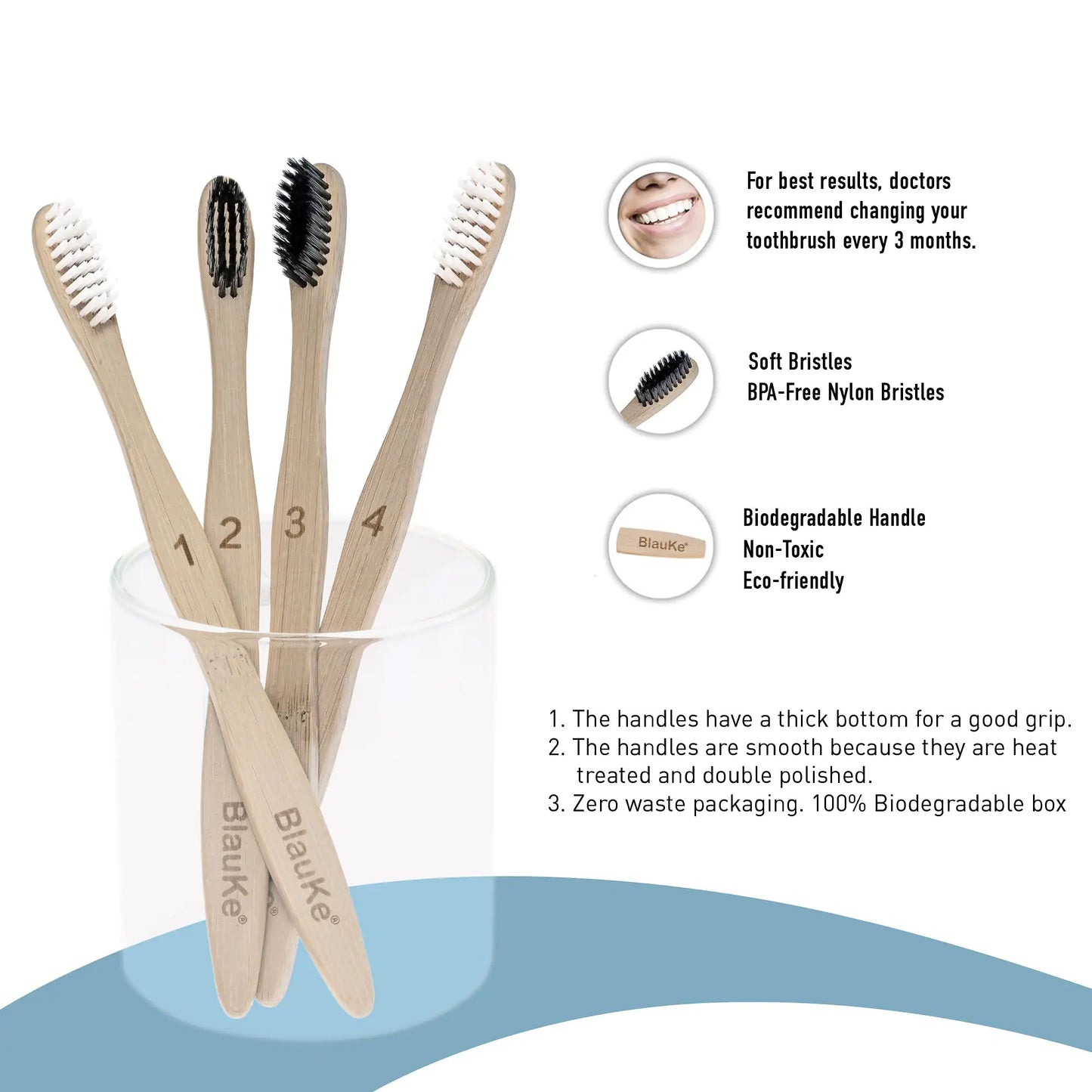 Bamboo Toothbrush Set 4-Pack - Bamboo Toothbrushes with Soft Bristles for Adults - Eco-Friendly, Biodegradable, Natural Wooden Toothbrushes Fair Prices Online