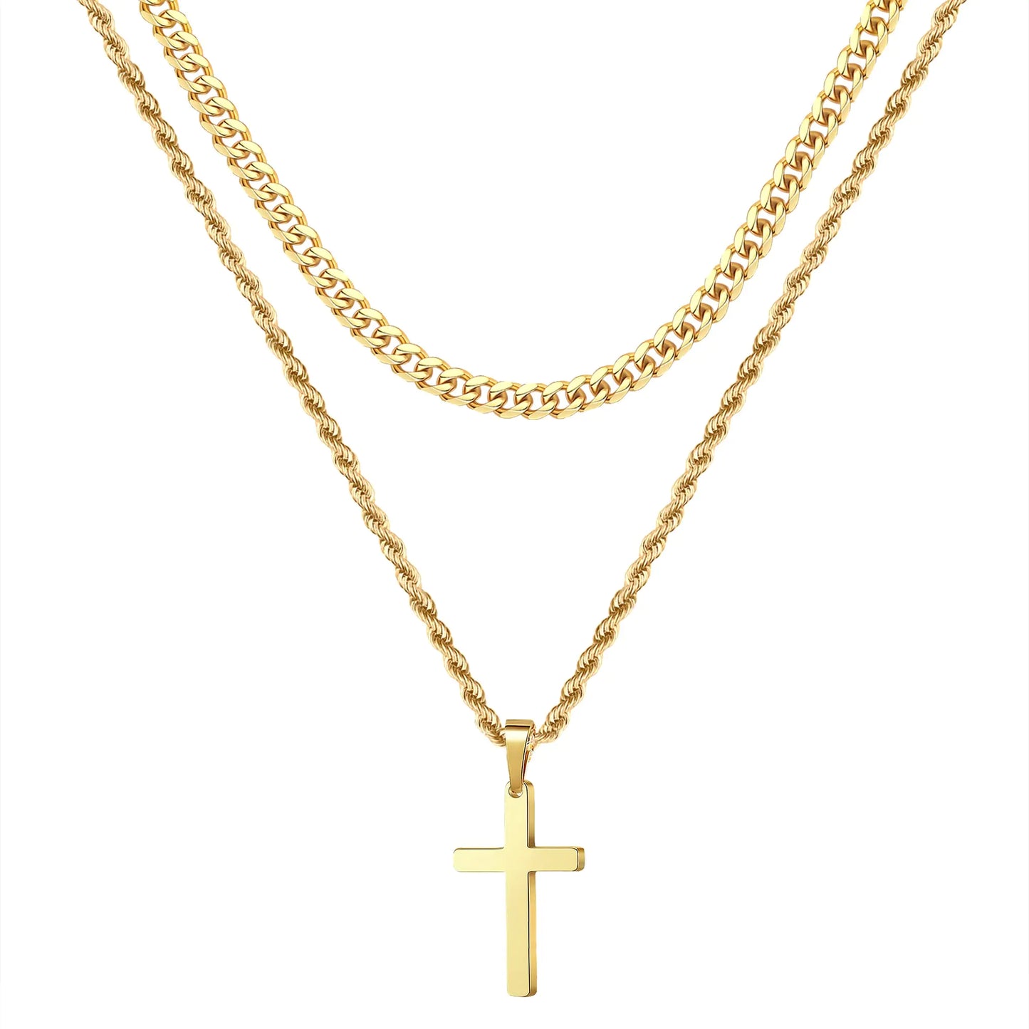 Yooblue Cross Necklace for Men, Gold Black Silver Mens Cross Necklaces Stainless Steel Cross Pendant Necklace Simple Jewelry Gifts Cross Chain Necklace for Men 18in/20in Fair Prices Online