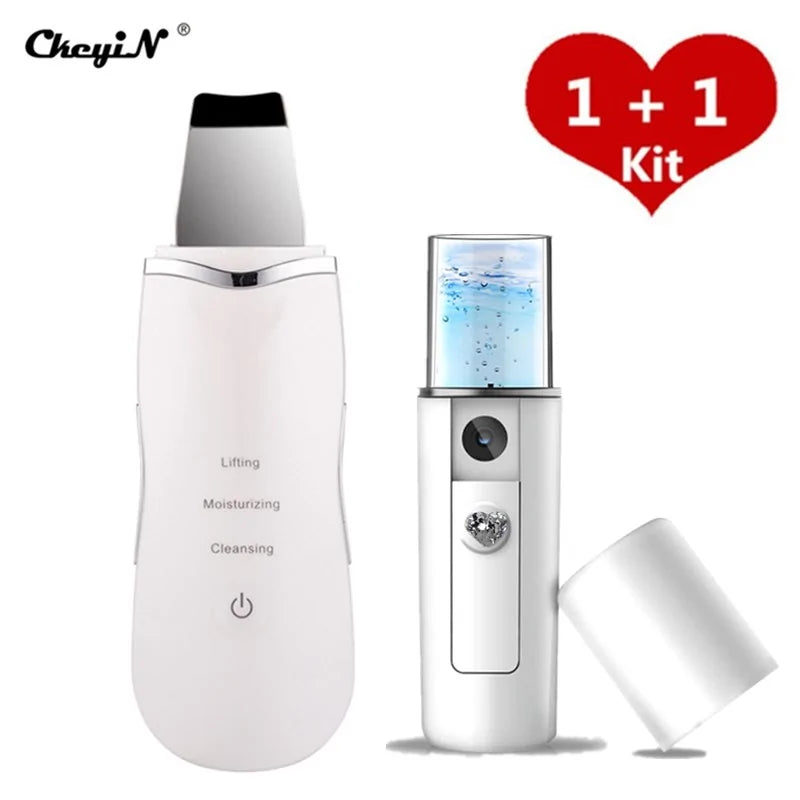 Ultrasonic Skin Scrubber  + Skin Rejuvenation Nano Face Mist Steamer Fair Prices Online