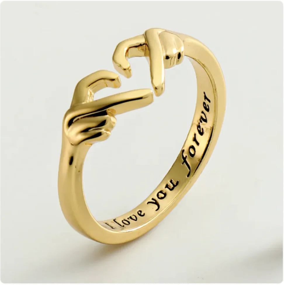 Romantic Silver Heart Hug Ring - Couple Jewelry Fair Prices Online