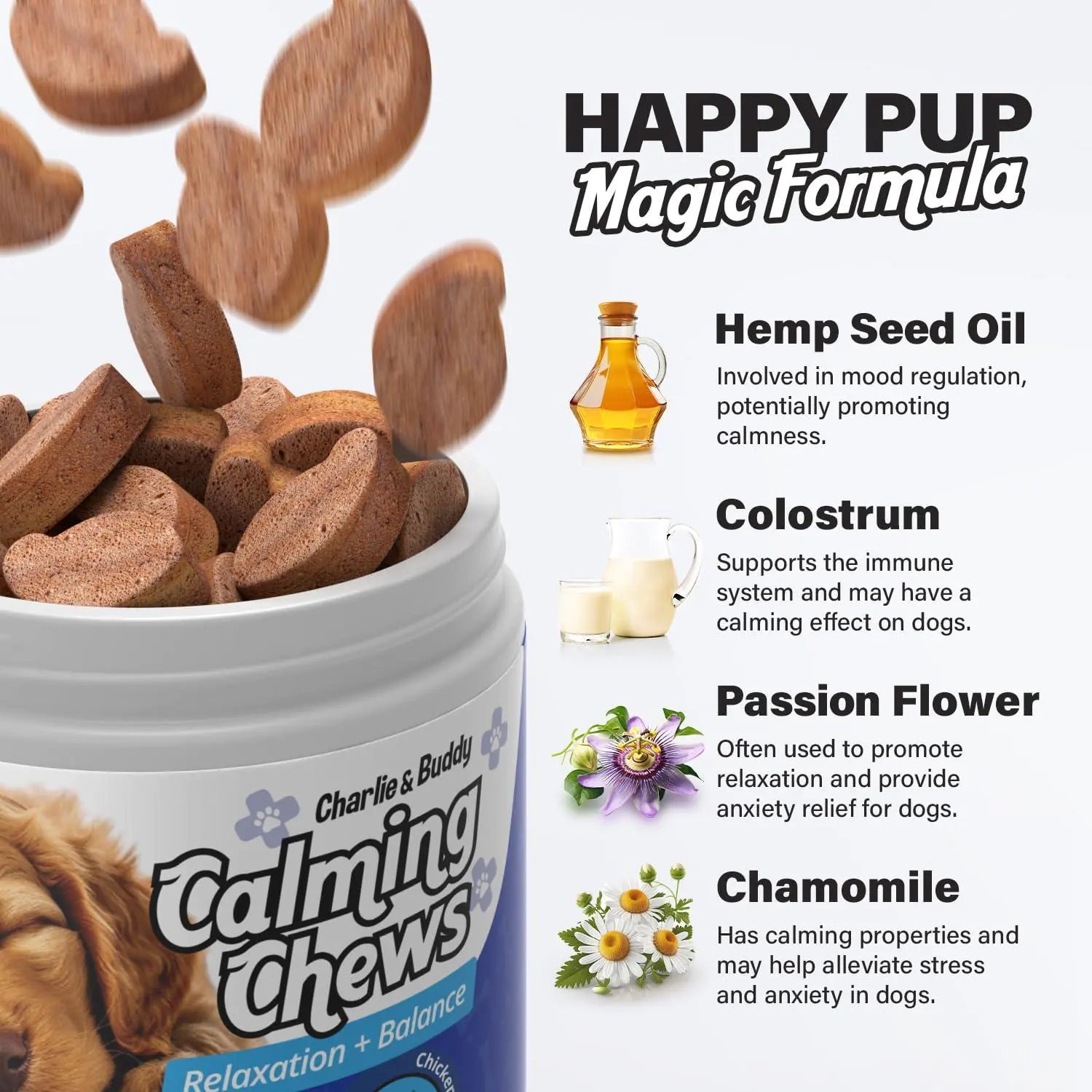 Calming Chews for Dogs Anxiety Relief Dog Calming Chews 90 Pcs Chicken Flavor Fair Prices Online