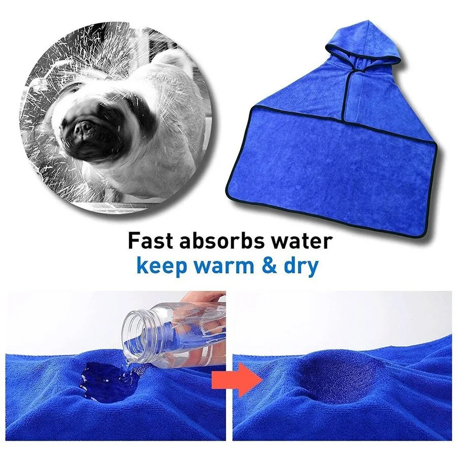 Soft Absorbent Pet Bathrobe with Drying Towel and Hat Fair Prices Online