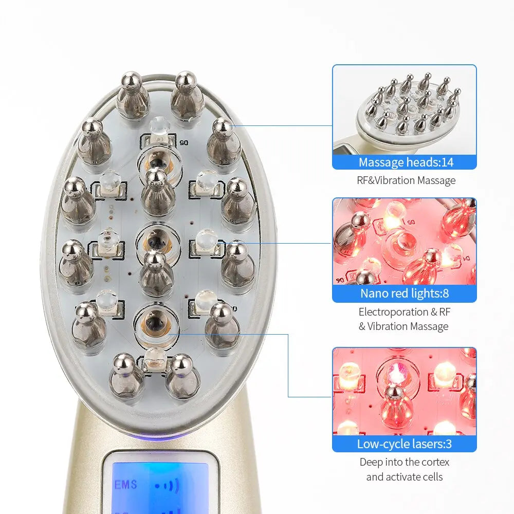 Electric Laser Hair Growth Comb Infrared EMS RF Vibration Massager Microcurrent Hair Care Hair Loss Treatment Hair Regrowth - Fair Prices Online