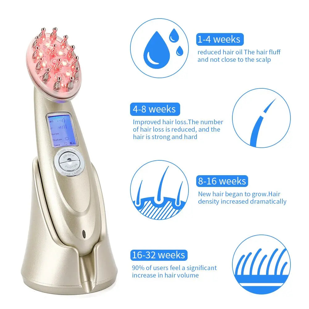 Electric Laser Hair Growth Comb Infrared EMS RF Vibration Massager Microcurrent Hair Care Hair Loss Treatment Hair Regrowth - Fair Prices Online