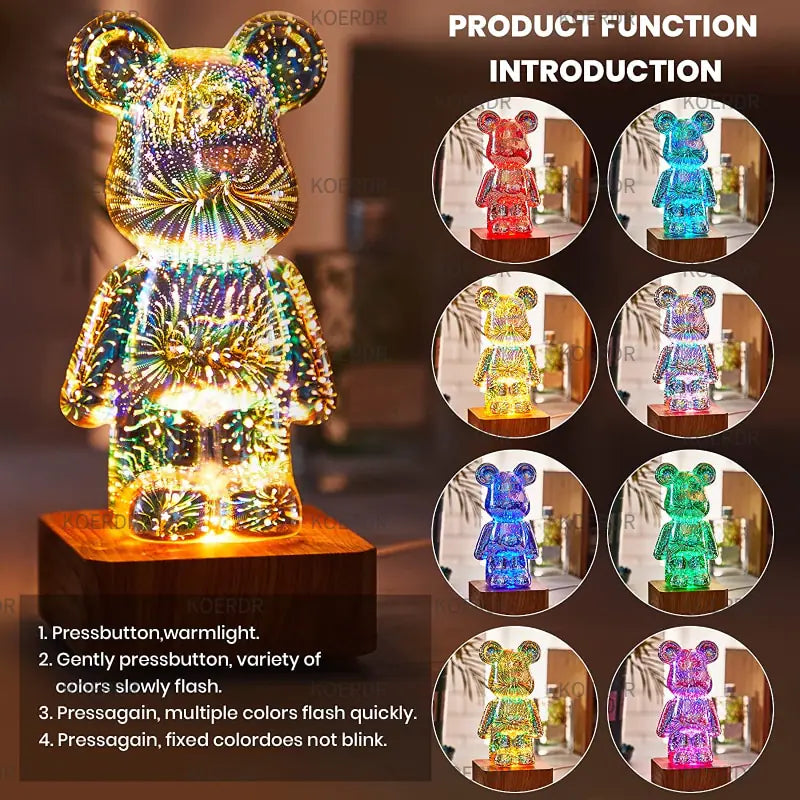 3D Fireworks Bear Night Light Projection Fair Prices Online