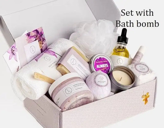 Lizush All Natural Lavender Gift Box with Bath Bomb and Shower Steamer - bath & body products Fair Prices Online