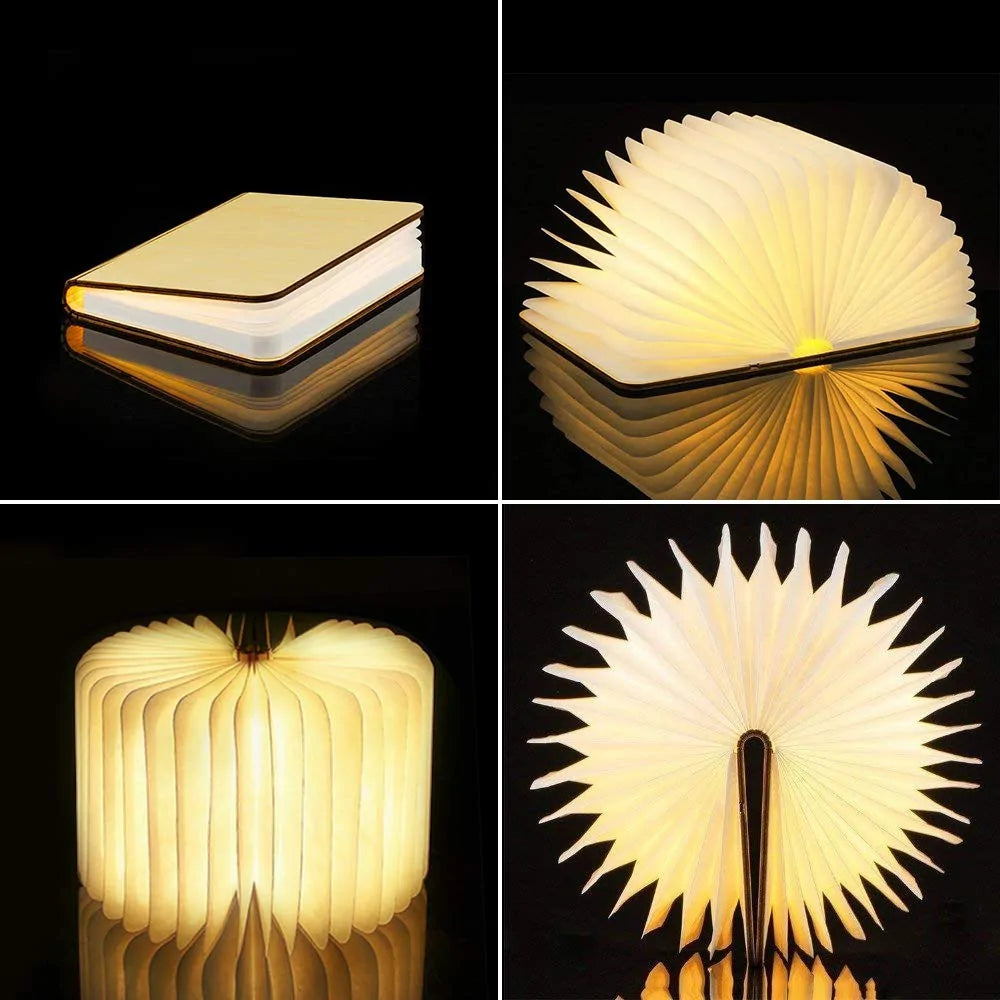 Portable 3D LED Book Night Light: Wooden, USB Rechargeable, Foldable Fair Prices Online