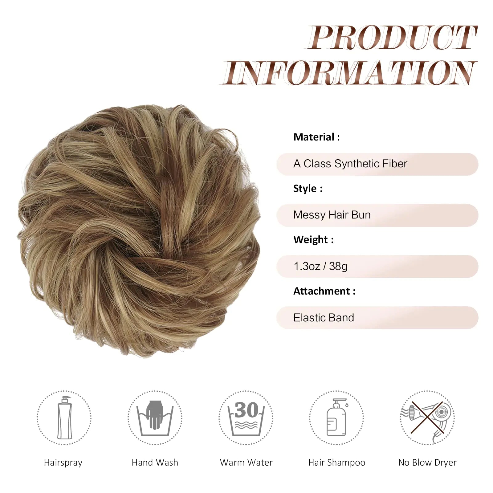 FESHFEN Messy Bun Hair Piece, Messy Hair Bun Scrunchies for Women Brown and Blonde Synthetic Wavy Curly Chignon Ponytail Hair Extensions Thick Updo Hairpiece for Daily Wear 1PCS 1 Count (Pack of 1) 12H24# Brown & Blonde Fair Prices Online