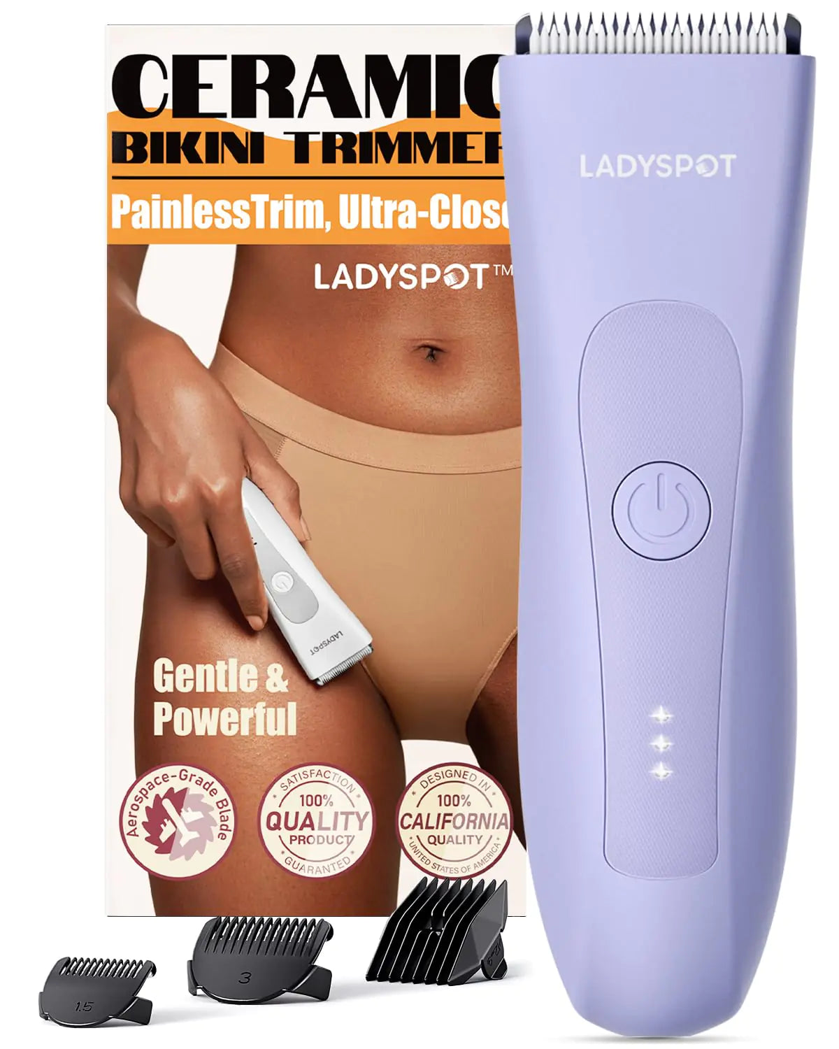 Bikini Trimmer for Women, Pubic Hair Trimmer Women -Electric Body Hair Trimmer Shaver Razor for Women's Body Groomer,LADYSPOT™ Replaceable Hypoallergenic Ceramic Blade,Wet/Dry(Purple Women Version) Purple Fair Prices Online