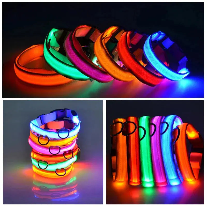 LED Adjustable Dog Collar Blinking Flashing Light Up Glow Pets Safety Waterproof Fair Prices Online