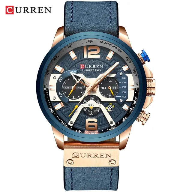 Military Leather Chronograph Wristwatch - Fair Prices Online