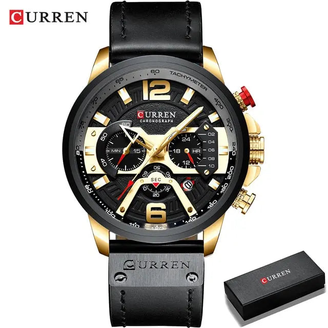 Military Leather Chronograph Wristwatch - Fair Prices Online