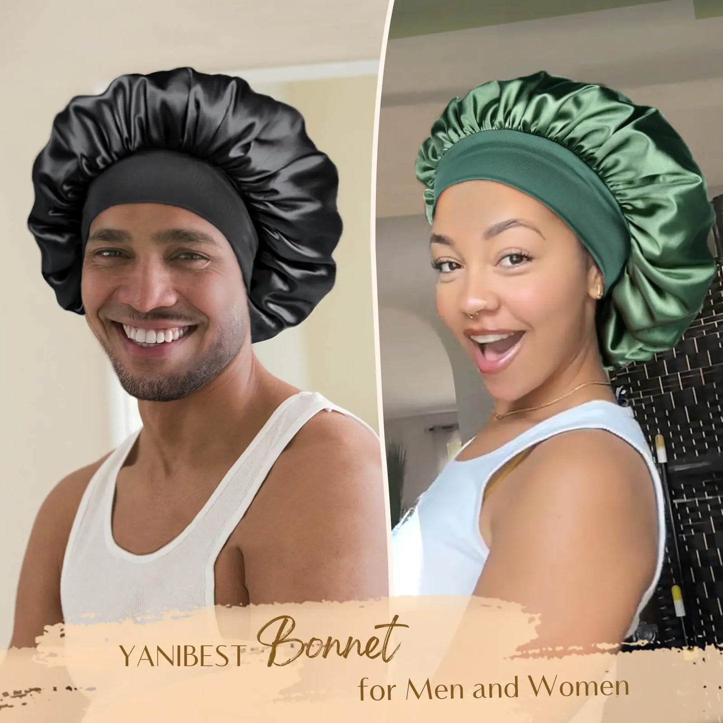 YANIBEST Bonnet for Men Hair Bonnet for Sleeping Double Layer Satin Bonnets for Black Women Curly Hair Braids Wine Red Fair Prices Online