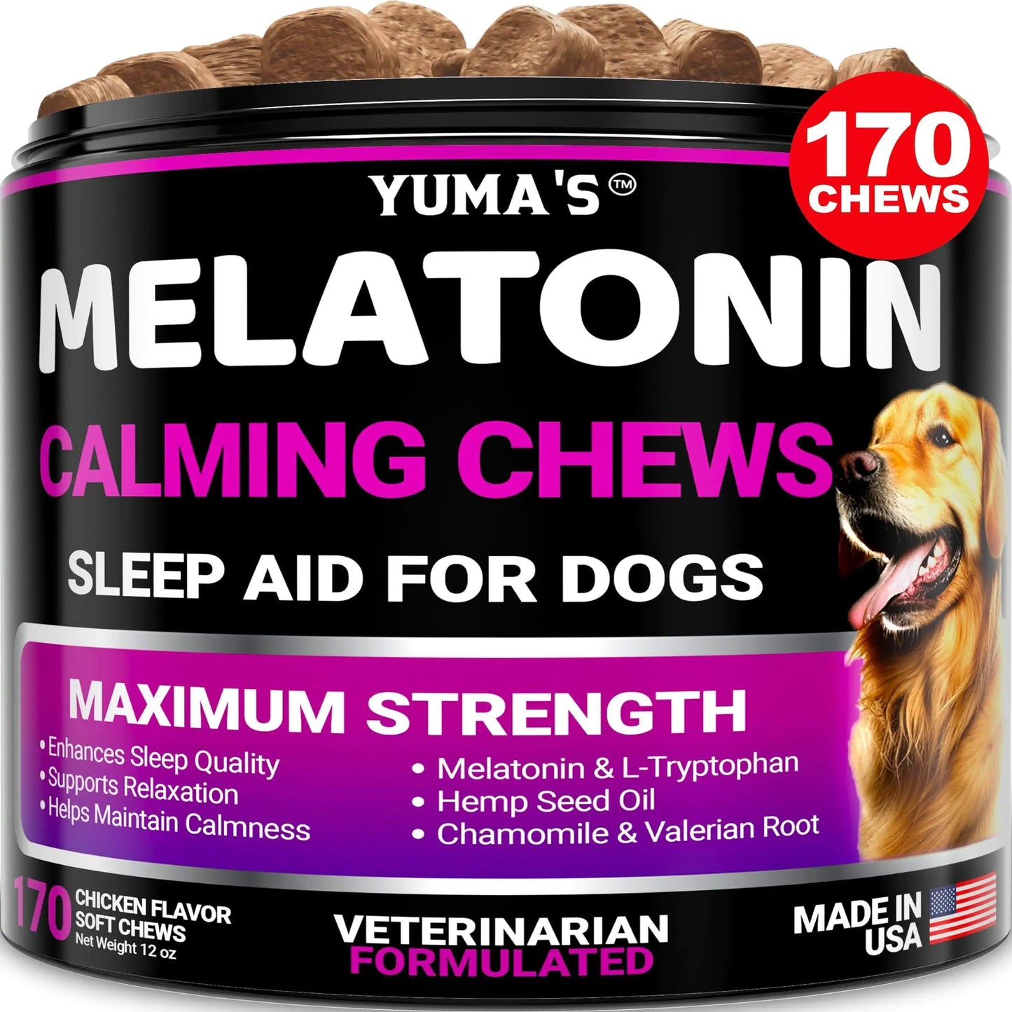 Melatonin Calming Chews for Dogs 170 Chews Dog Stress and Anxiety Relief Fair Prices Online