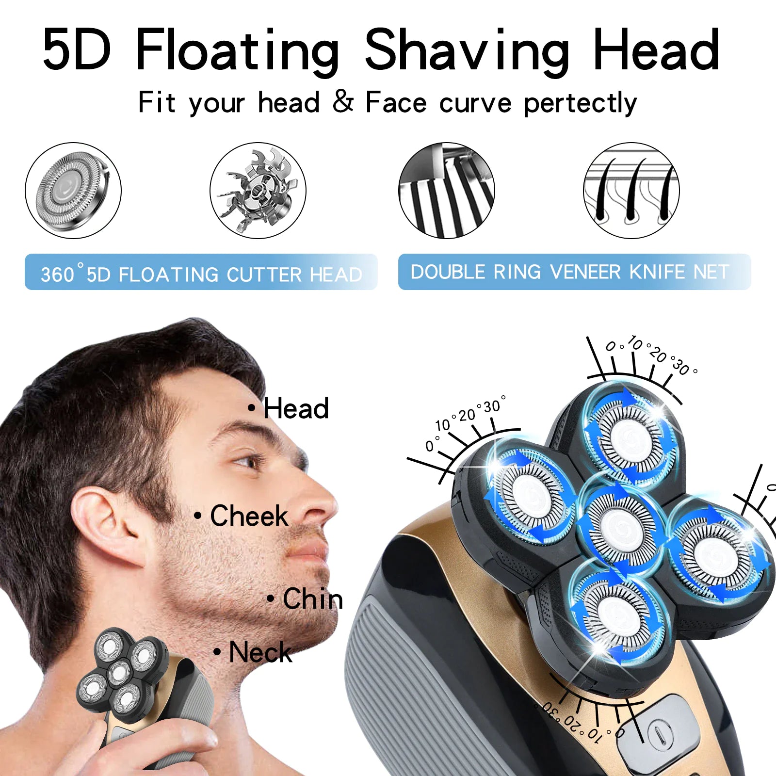 5-in-1 Rotary Electric Shaver 4D Rechargeable Bald Head Hair Beard Trimmer Razor Fair Prices Online