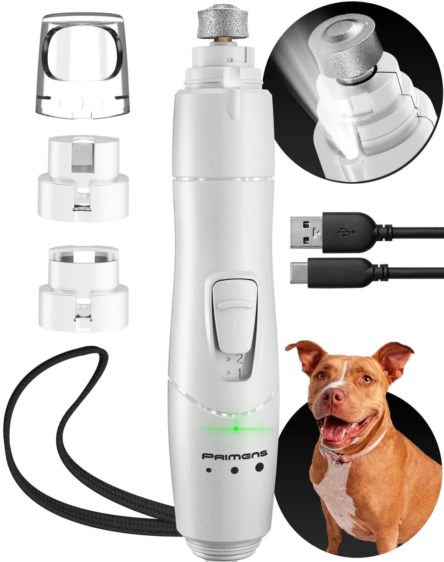 Dog Nail Grinder with LED Light Rechargeable for Large Medium & Small Dogs Fair Prices Online