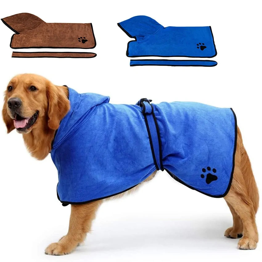 Soft Absorbent Pet Bathrobe with Drying Towel and Hat Fair Prices Online