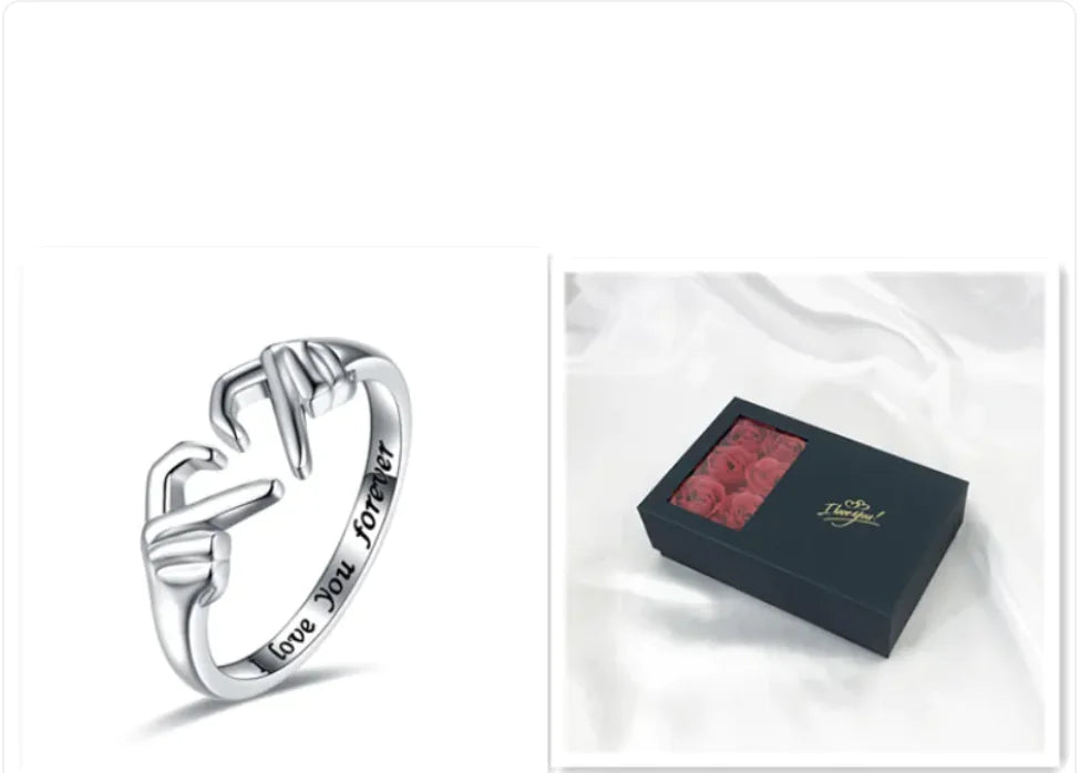 Romantic Silver Heart Hug Ring - Couple Jewelry Fair Prices Online