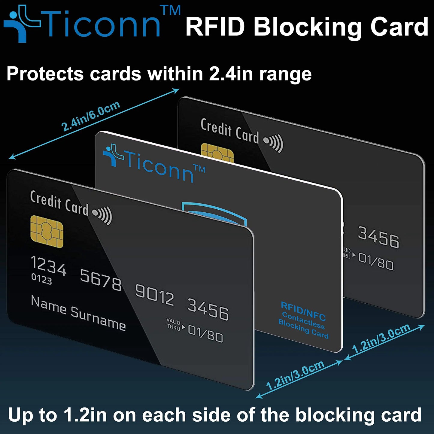 TICONN RFID Blocking Cards - 4 Pack, Premium Contactless NFC Debit Credit Card Passport Protector Blocker Set for Men & Women, Smart Slim Design Perfectly fits in Wallet/Purse (4) Fair Prices Online