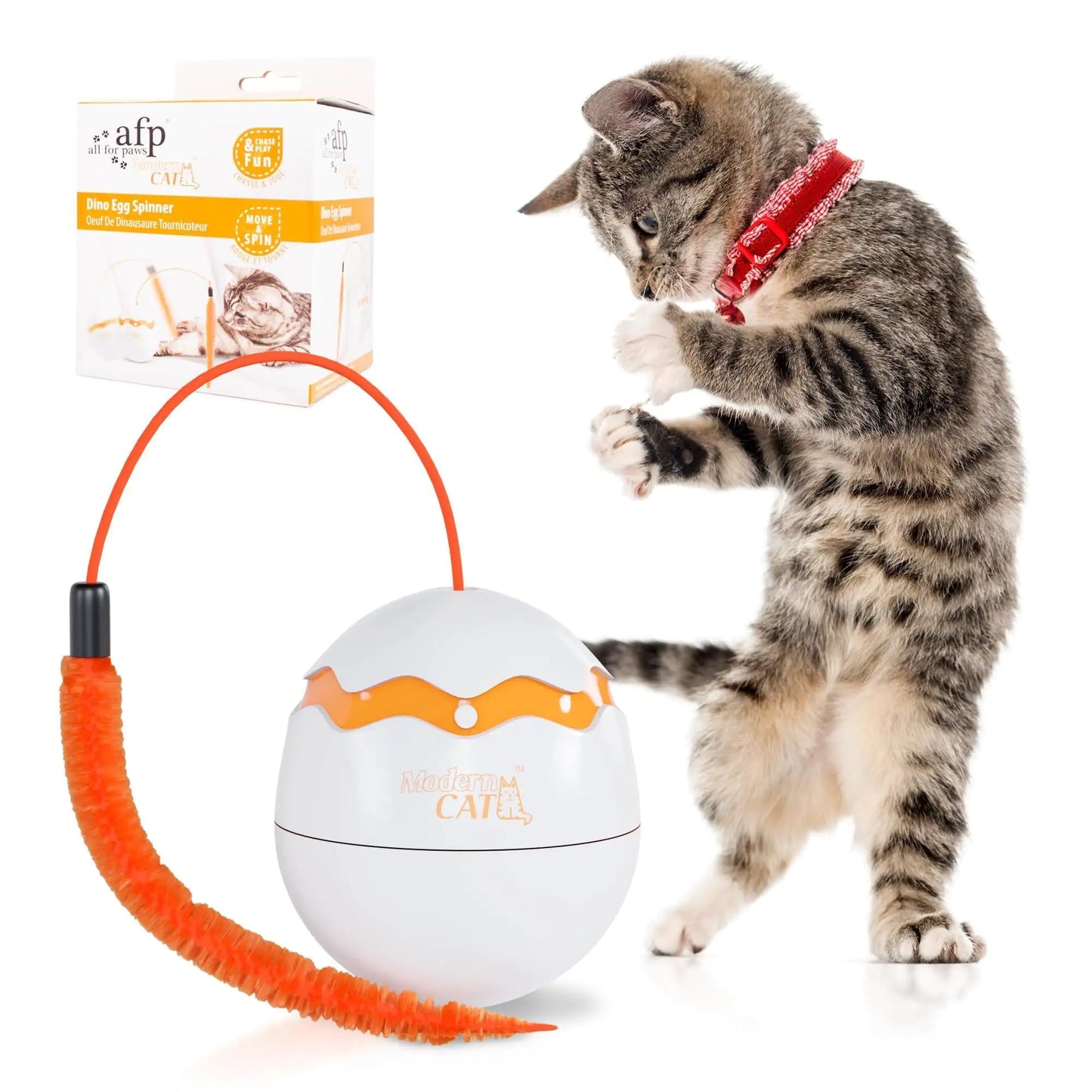 Interactive Cat Toy Dino Egg White Automatic Toy with 360 Degree Rotation Auto Fair Prices Online