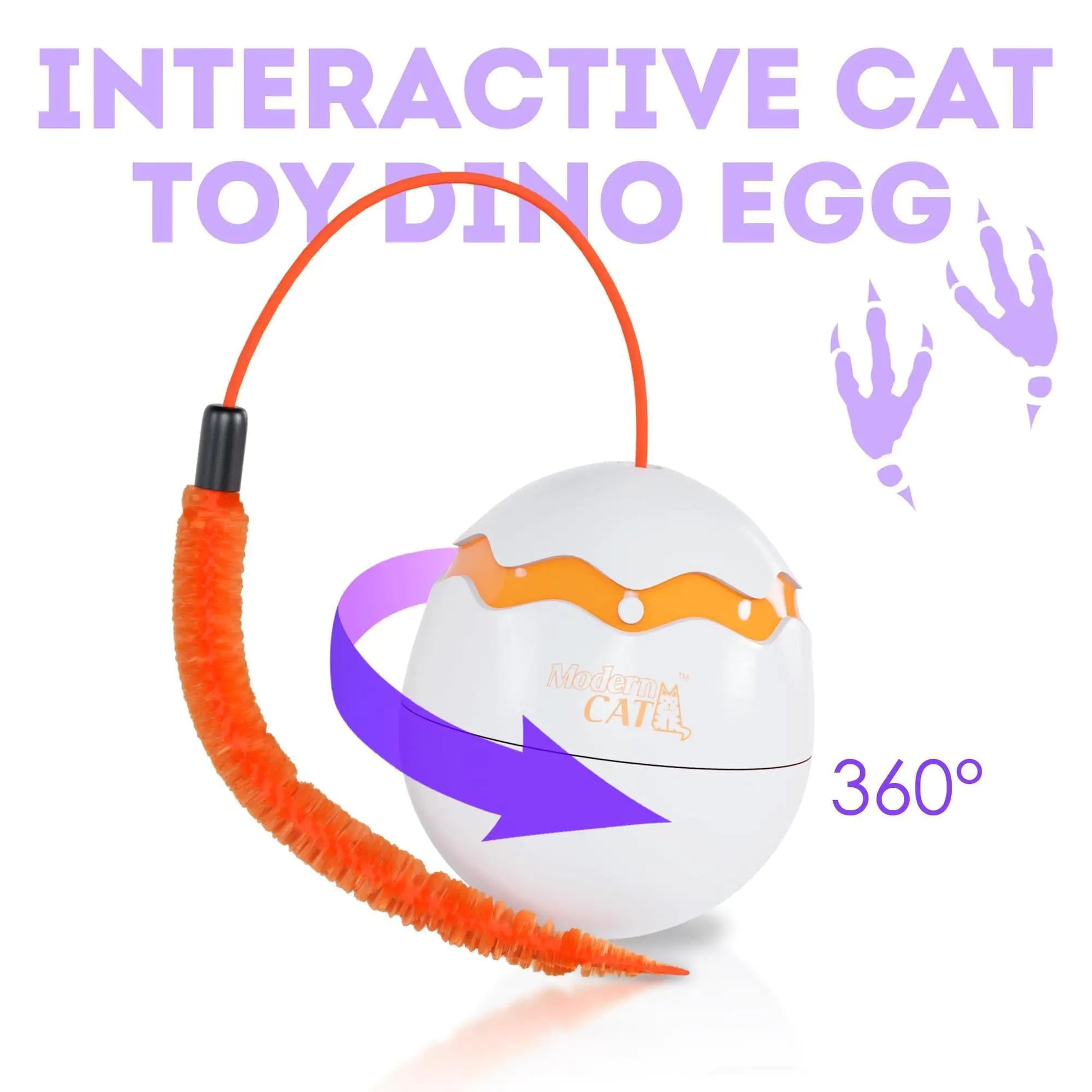 Interactive Cat Toy Dino Egg White Automatic Toy with 360 Degree Rotation Auto Fair Prices Online