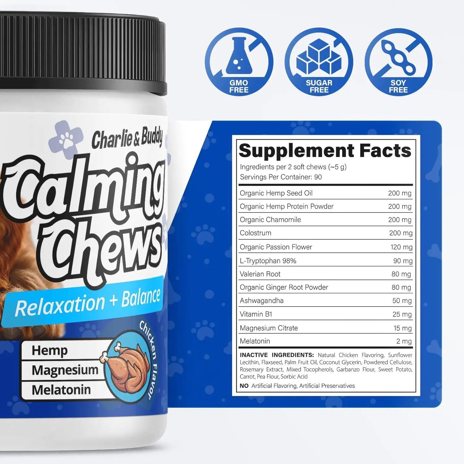 Calming Chews for Dogs Anxiety Relief Dog Calming Chews 90 Pcs Chicken Flavor Fair Prices Online