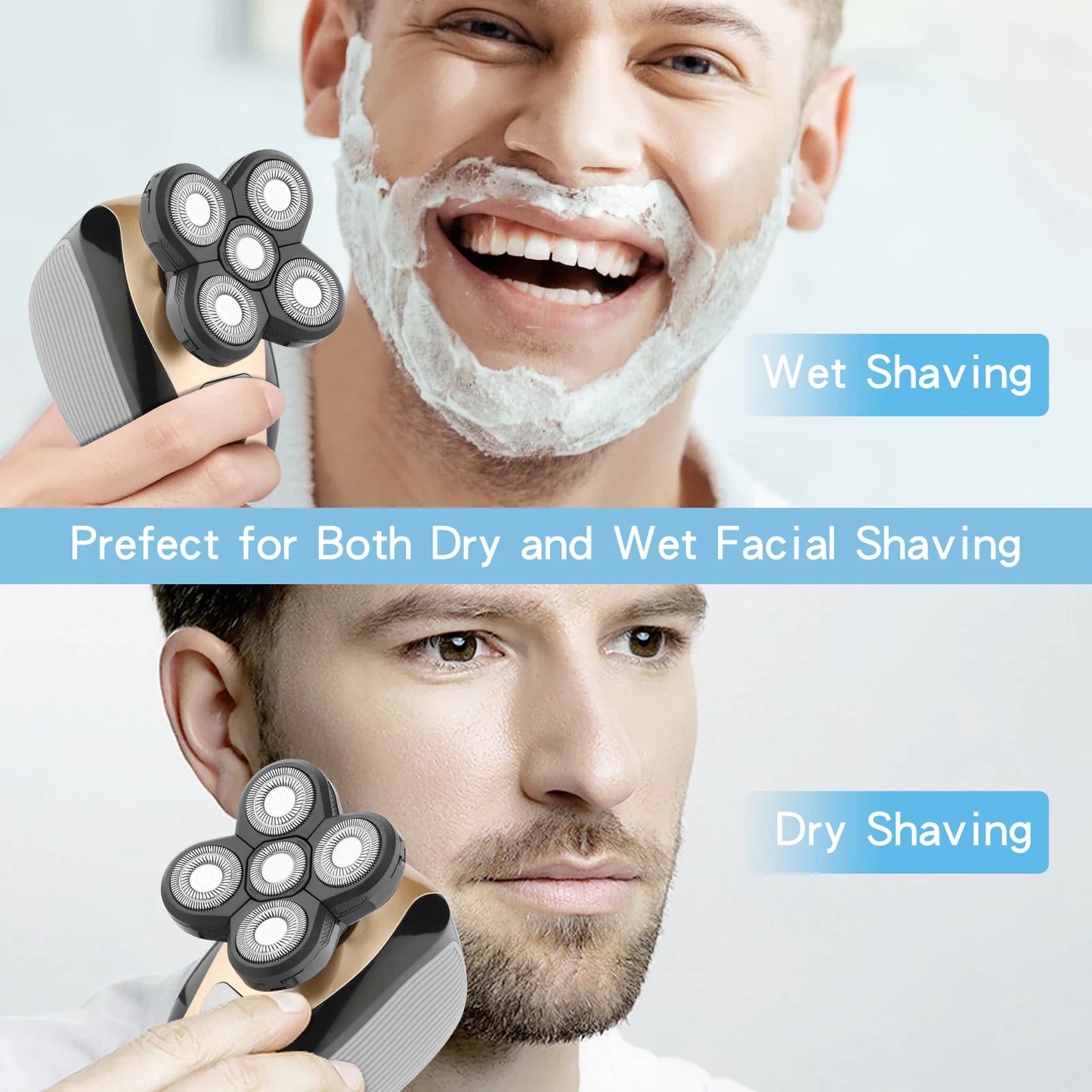 5-in-1 Rotary Electric Shaver 4D Rechargeable Bald Head Hair Beard Trimmer Razor Fair Prices Online