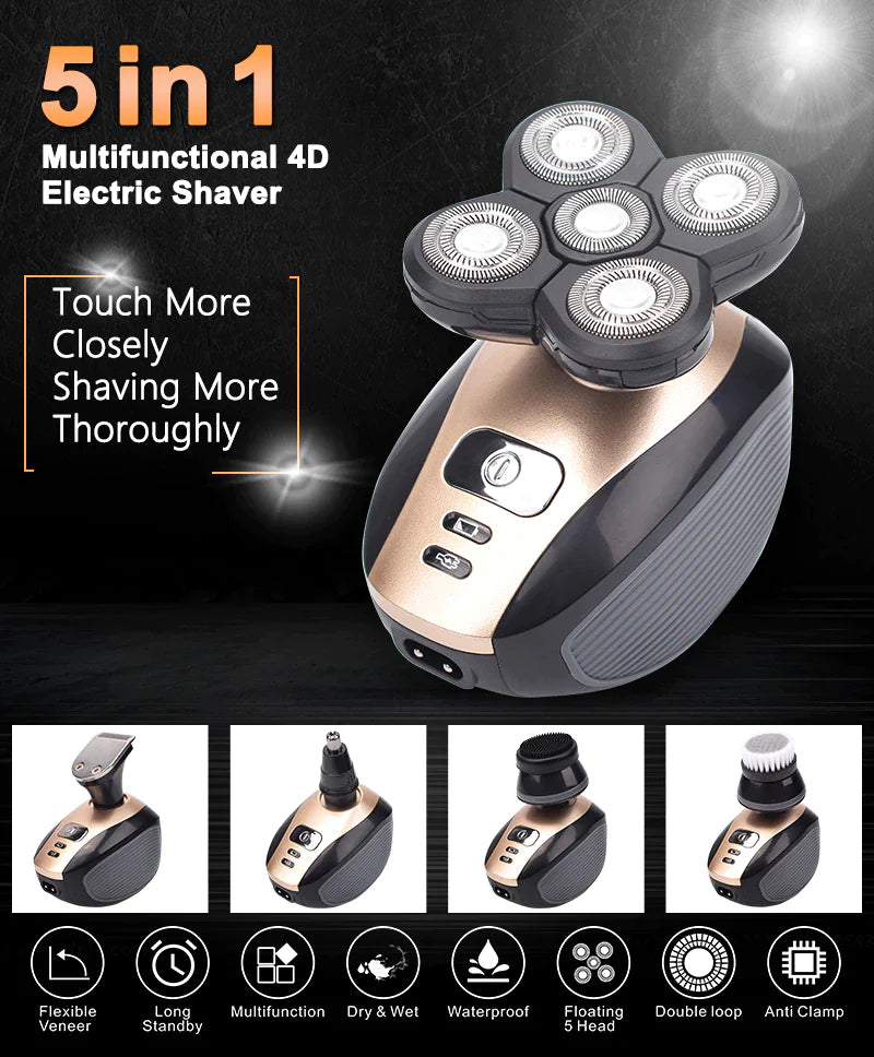 5-in-1 Rotary Electric Shaver 4D Rechargeable Bald Head Hair Beard Trimmer Razor Fair Prices Online