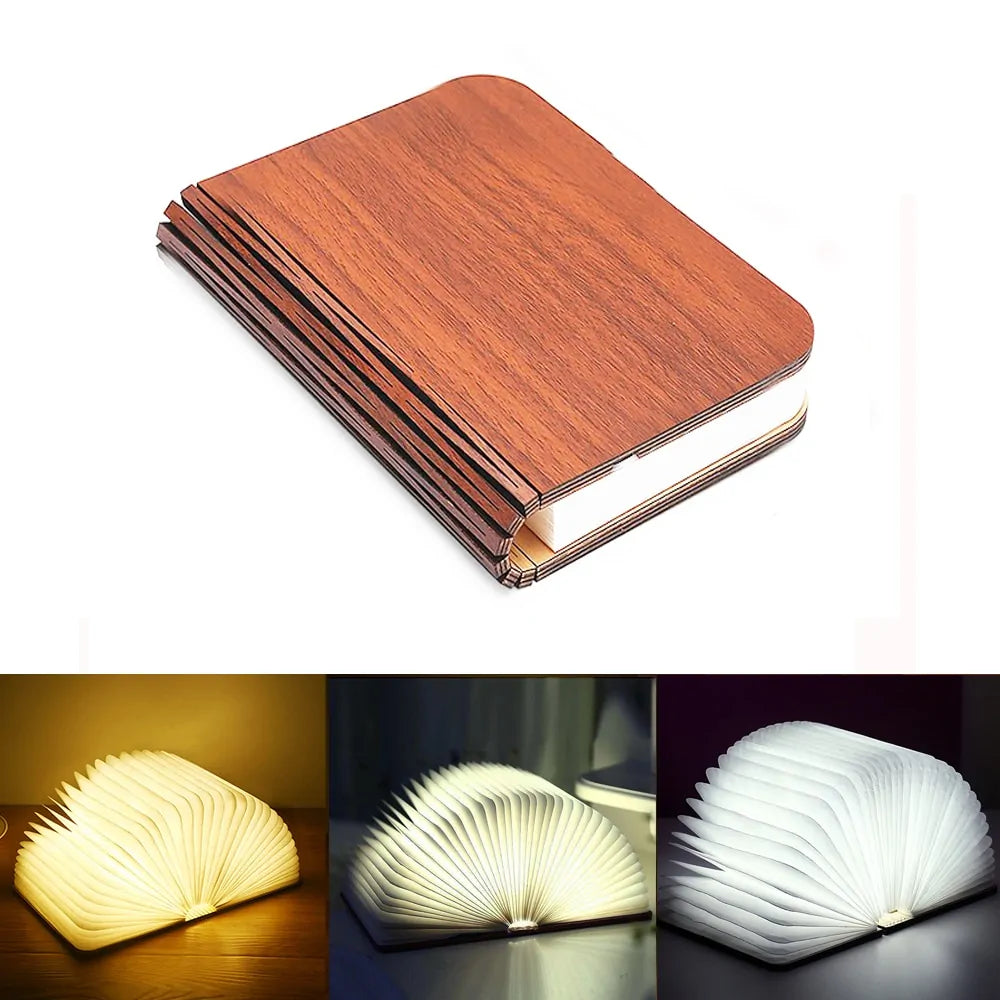 Portable 3D LED Book Night Light: Wooden, USB Rechargeable, Foldable Fair Prices Online