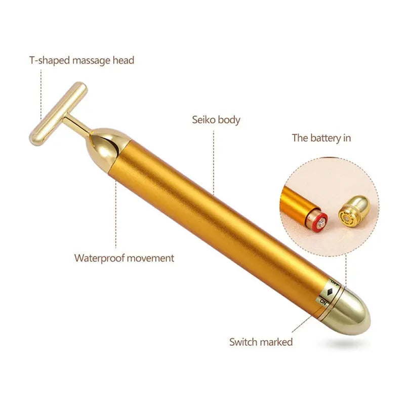 Energy 24K Gold T Beauty Bar Facial Roller Massager - Fair Prices Online