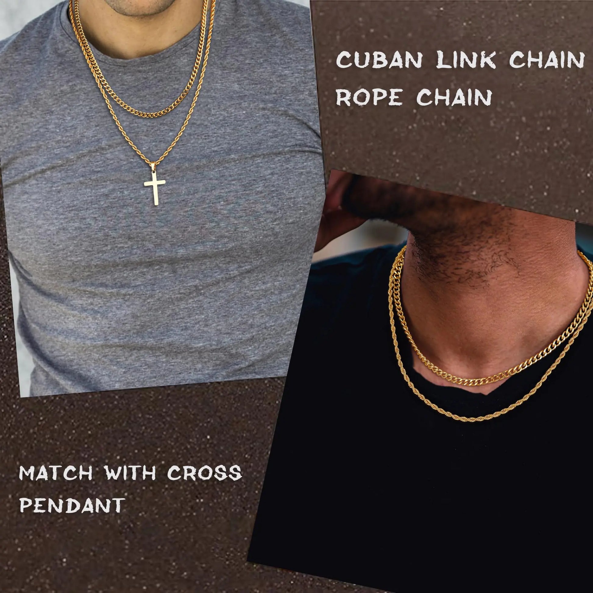 Yooblue Cross Necklace for Men, Gold Black Silver Mens Cross Necklaces Stainless Steel Cross Pendant Necklace Simple Jewelry Gifts Cross Chain Necklace for Men 18in/20in Fair Prices Online