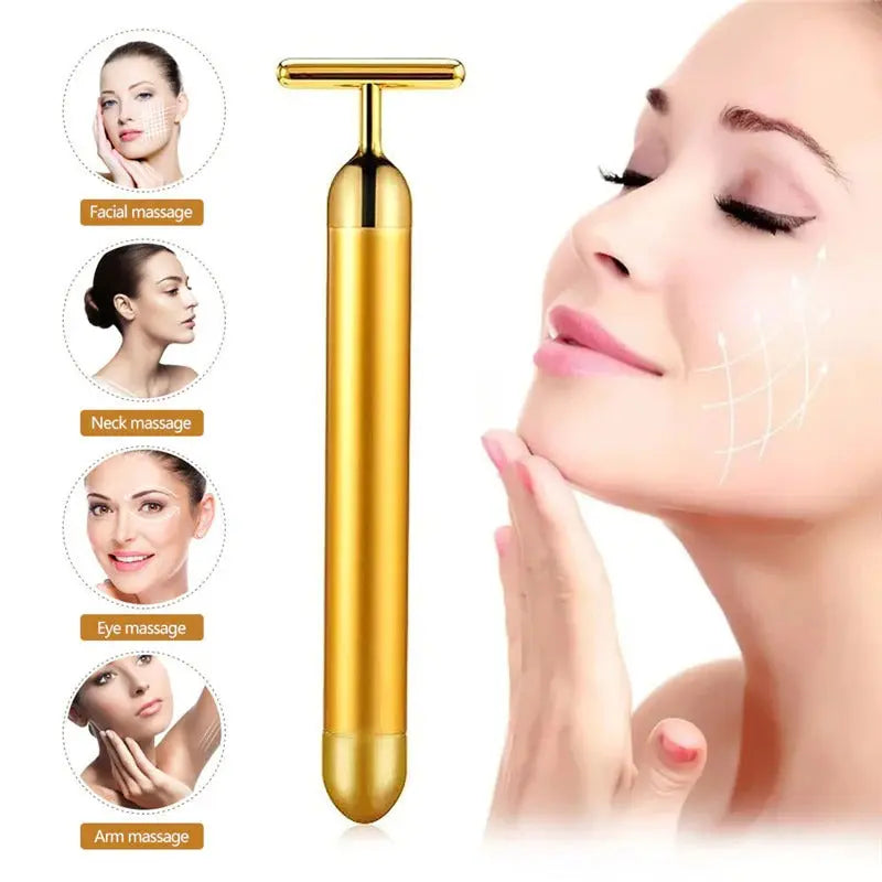 Energy 24K Gold T Beauty Bar Facial Roller Massager - Fair Prices Online