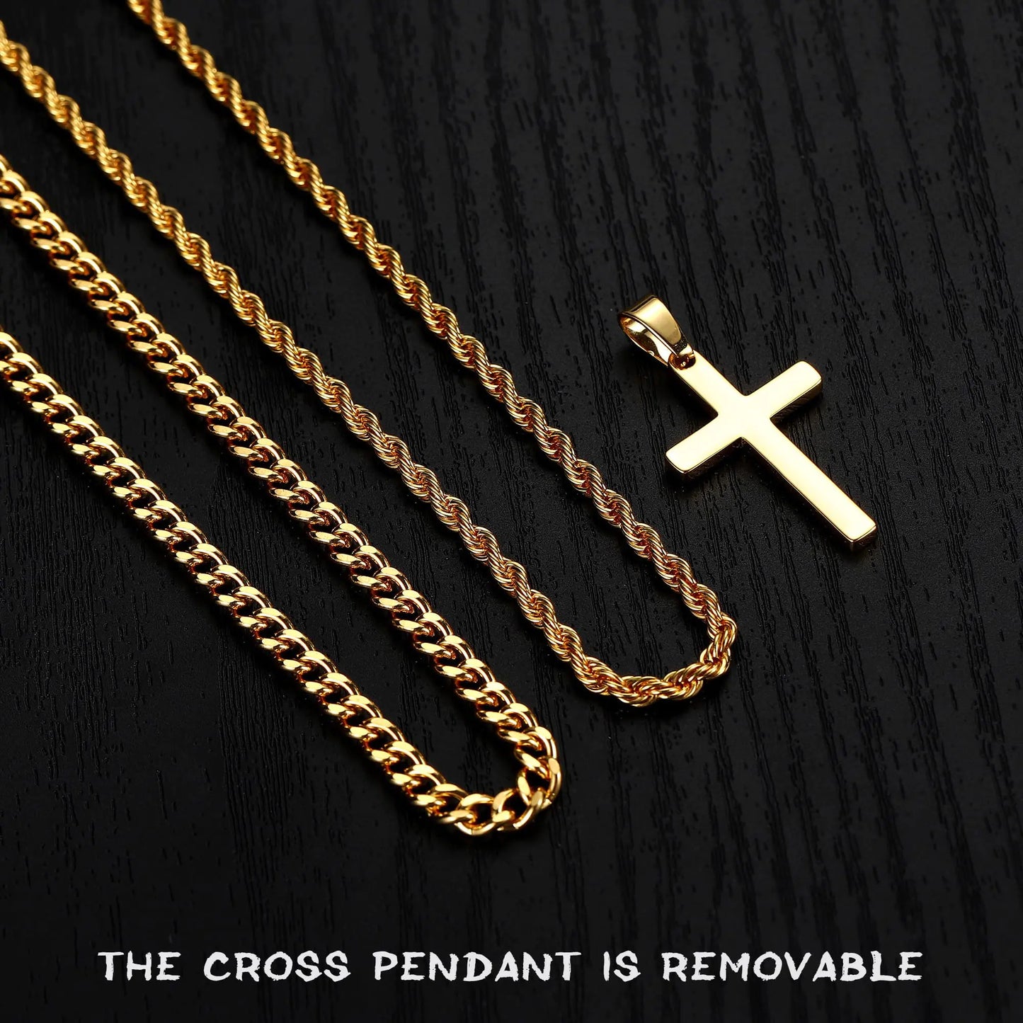 Yooblue Cross Necklace for Men, Gold Black Silver Mens Cross Necklaces Stainless Steel Cross Pendant Necklace Simple Jewelry Gifts Cross Chain Necklace for Men 18in/20in Fair Prices Online